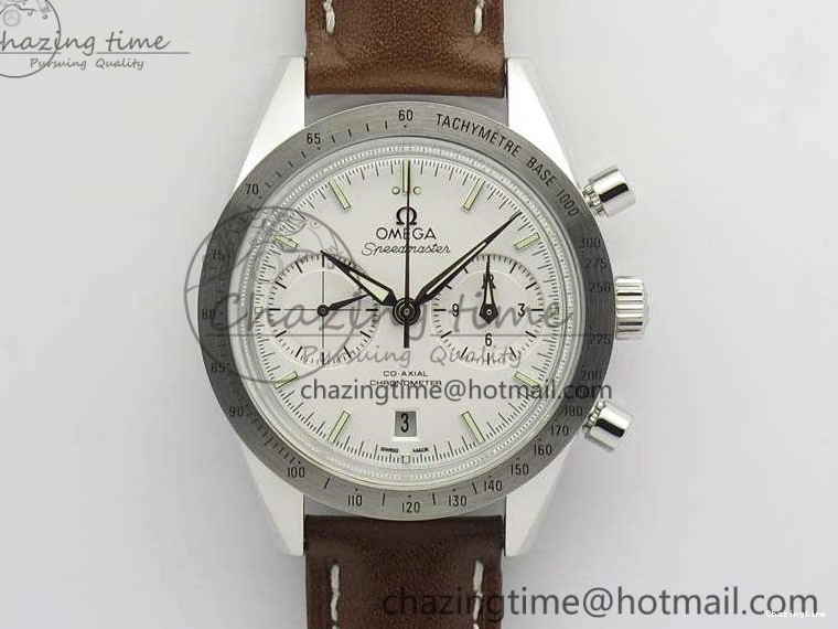 0429 Speedmaster ’57 Co-Axial OMF 1:1 Best Edition White Dial Silver Markers A9300 (Free Leather Strap) Efficient 8133